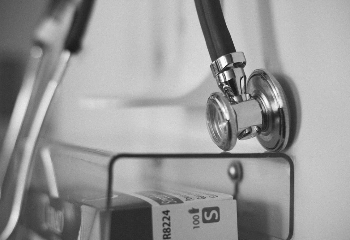 A stethascope learning on a box